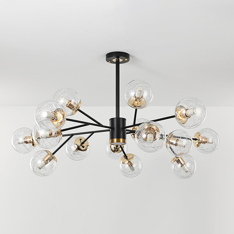 Contemporary Sphere Chandelier Lights Glass Chandelier Pendant Light in Black