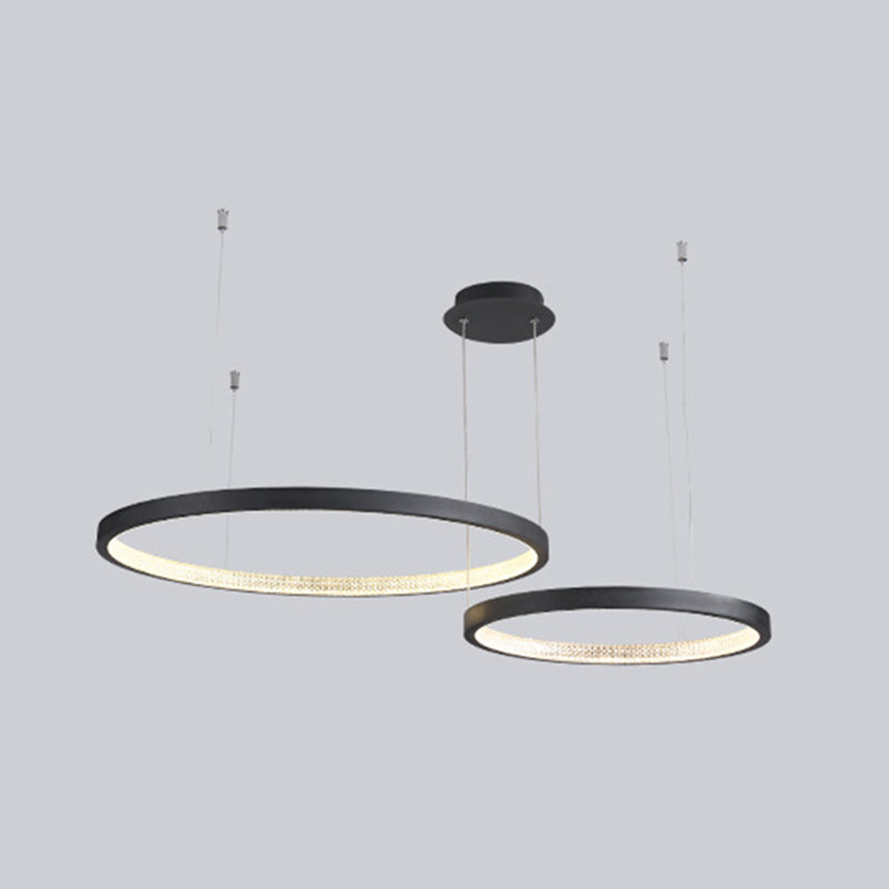 Round Shape Hanging Lamp Fixture Modern Style Pendant Lamp in Black for Living Room