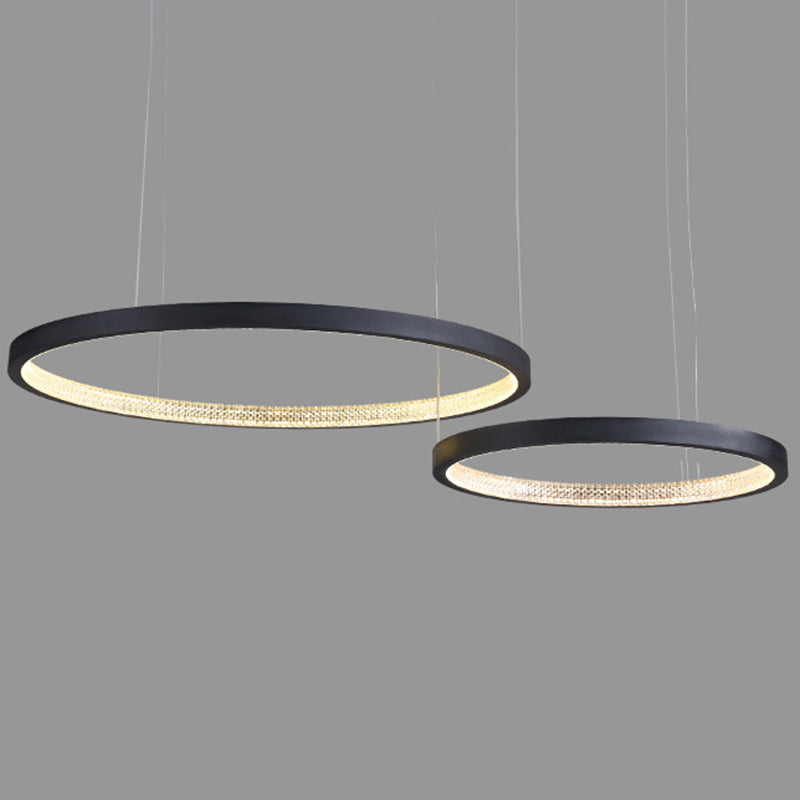 Round Shape Hanging Lamp Fixture Modern Style Pendant Lamp in Black for Living Room