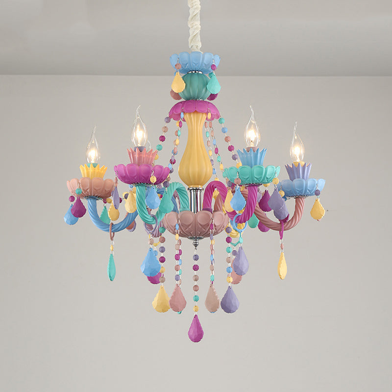Candle Chandelier Light Nordic Macron Glass Living Room Hanging Pendant