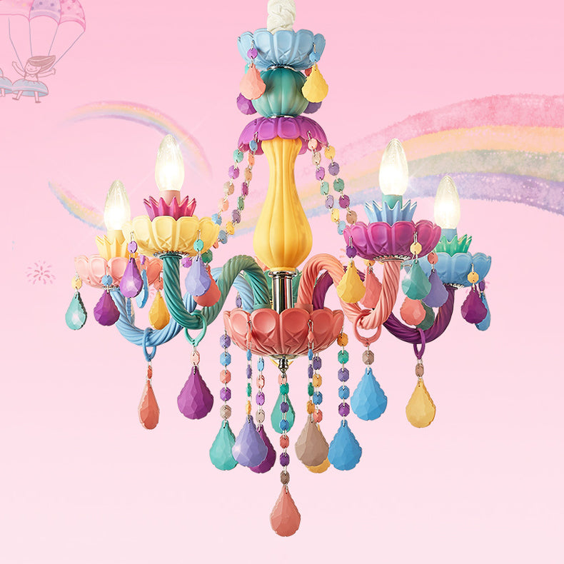 Candle Chandelier Light Nordic Macron Glass Living Room Hanging Pendant