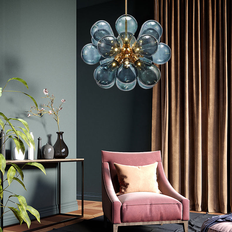 Modern Style Balloon Chandelier Glass Living Room Hanging Light in Gold