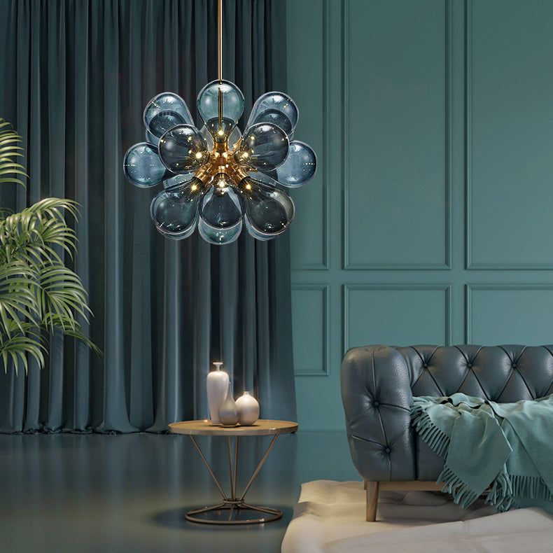 Modern Style Balloon Chandelier Glass Living Room Hanging Light in Gold