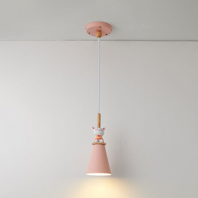 Metal Cone Shape Hanging Lights Modern Style 1 Light Hanging Mount Fixture for Bedside