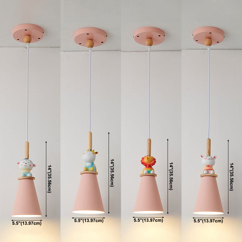 Metal Cone Shape Hanging Lights Modern Style 1 Light Hanging Mount Fixture for Bedside