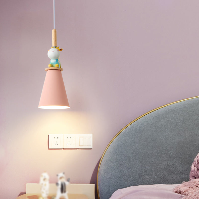Metal Cone Shape Hanging Lights Modern Style 1 Light Hanging Mount Fixture for Bedside