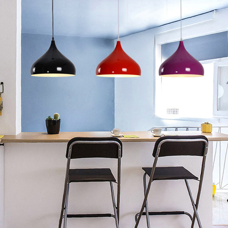 Metal Bowl Shape Hanging Lights Modern Macaron Style 1 Light Hanging Mount Fixture