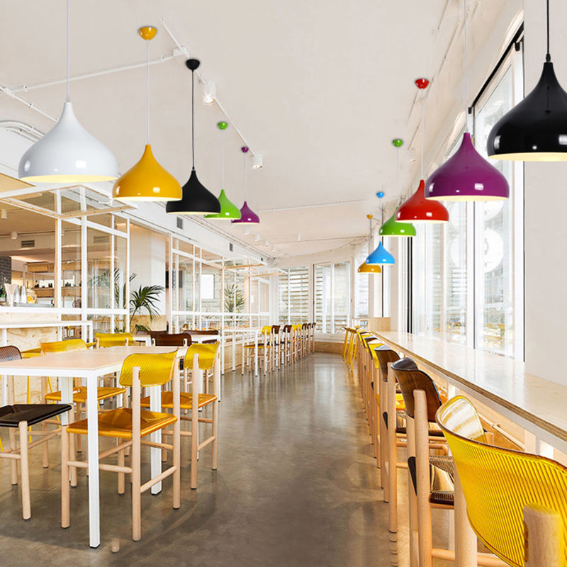 Metal Bowl Shape Hanging Lights Modern Macaron Style 1 Light Hanging Mount Fixture