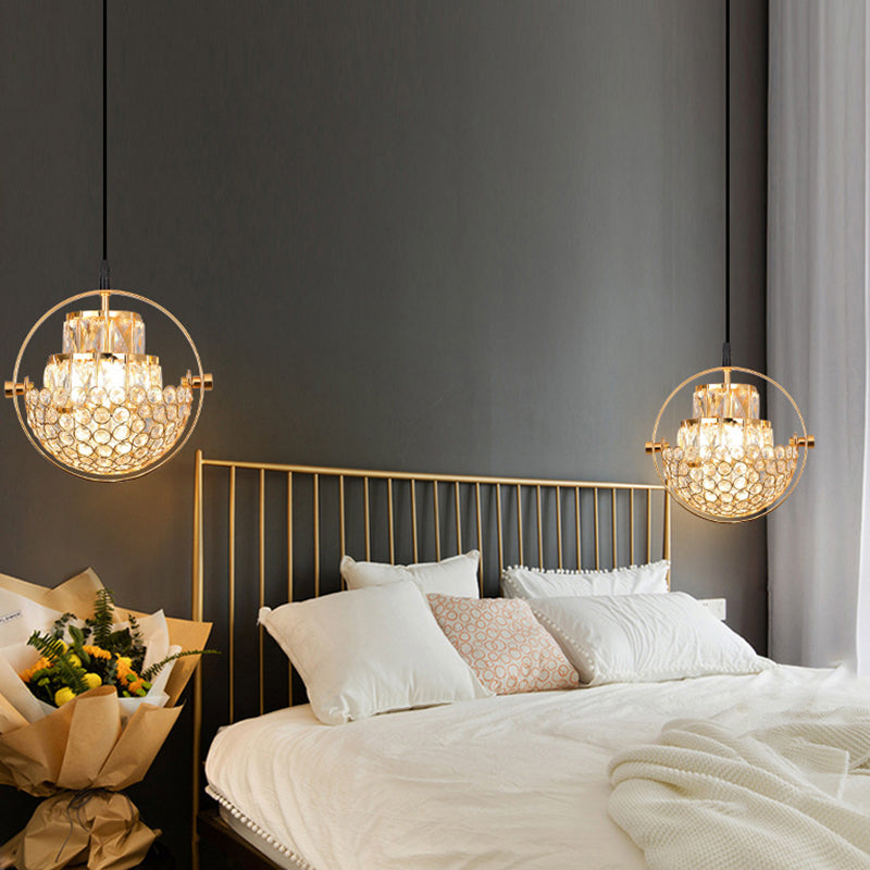 Modern Simplicity Crystal Hanging Lamp Sphere Shape Pendant Light for Living Room