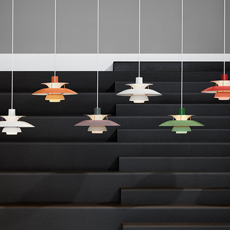 Nordic Style Hanging Light Colorful Metal Shade Pendent Lighting Fixture for Sitting Room