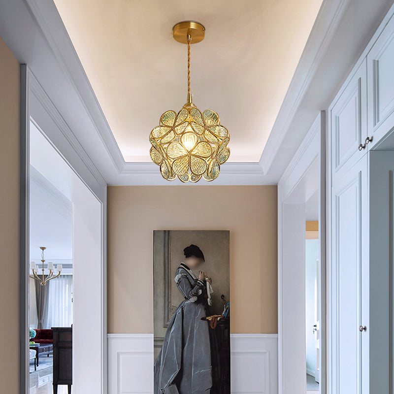 Lampada del soffitto in vetro petalo 1 leggero luce a sospensione vintage per camera da letto