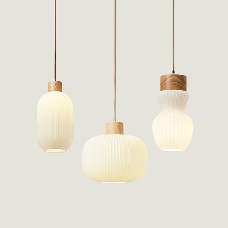 Lumières suspendues en verre Style moderne 1 Light suspendu montage de montage avec bois pour salle à manger