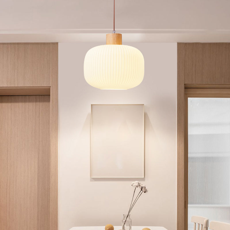 Lumières suspendues en verre Style moderne 1 Light suspendu montage de montage avec bois pour salle à manger