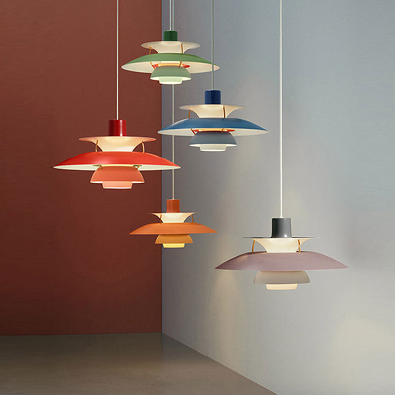 Colorful Metal Shape Hanging Light Modern Style Pendent Lighting Fixture for Sitting Room