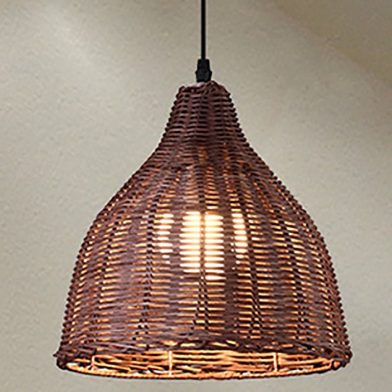 Rattan Shape Hanging Light Modern Minimalist Pendent Lighting Fixture for Dining Room