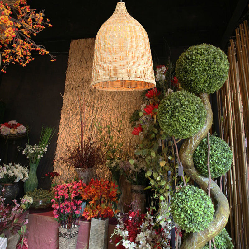 Rattan Shape Hanging Light Modern Minimalist Pendent Lighting Fixture for Dining Room