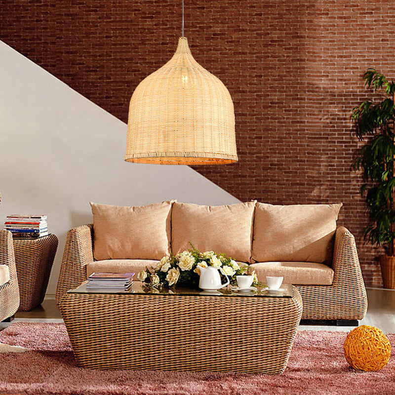 Rattan Shape Hanging Light Modern Minimalist Pendent Lighting Fixture for Dining Room