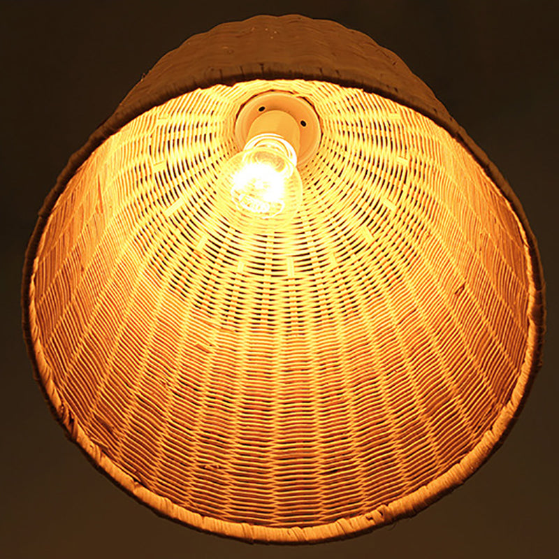Rattan Shape Hanging Light Modern Minimalist Pendent Lighting Fixture for Dining Room
