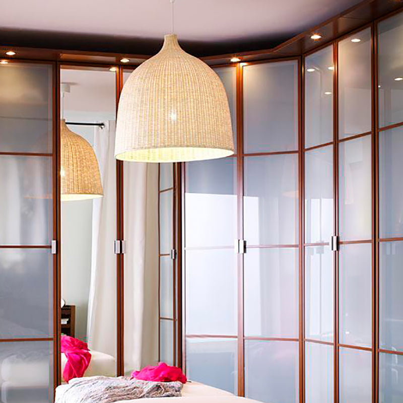 Rattan Shape Hanging Light Modern Minimalist Pendent Lighting Fixture for Dining Room