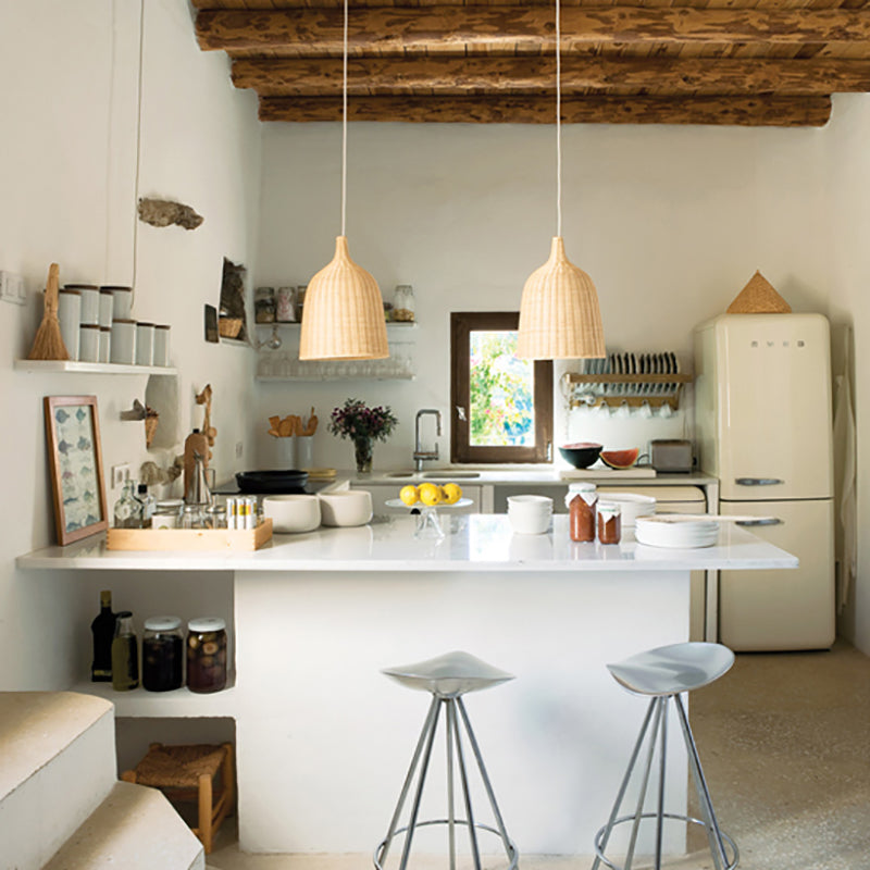 Rattan Shape Hanging Light Modern Minimalist Pendent Lighting Fixture for Dining Room