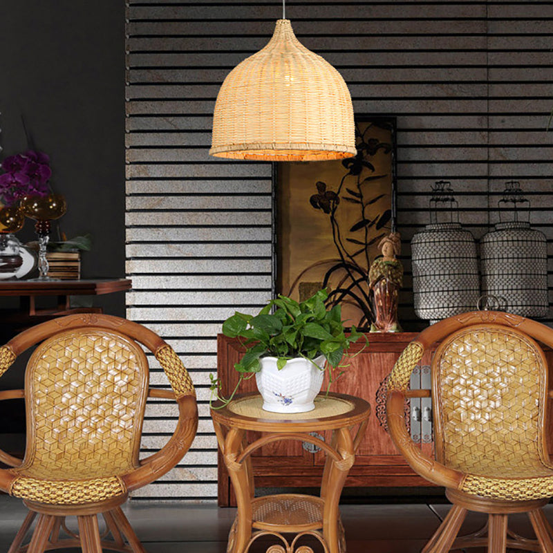 Rattan Shape Hanging Light Modern Minimalist Pendent Lighting Fixture for Dining Room