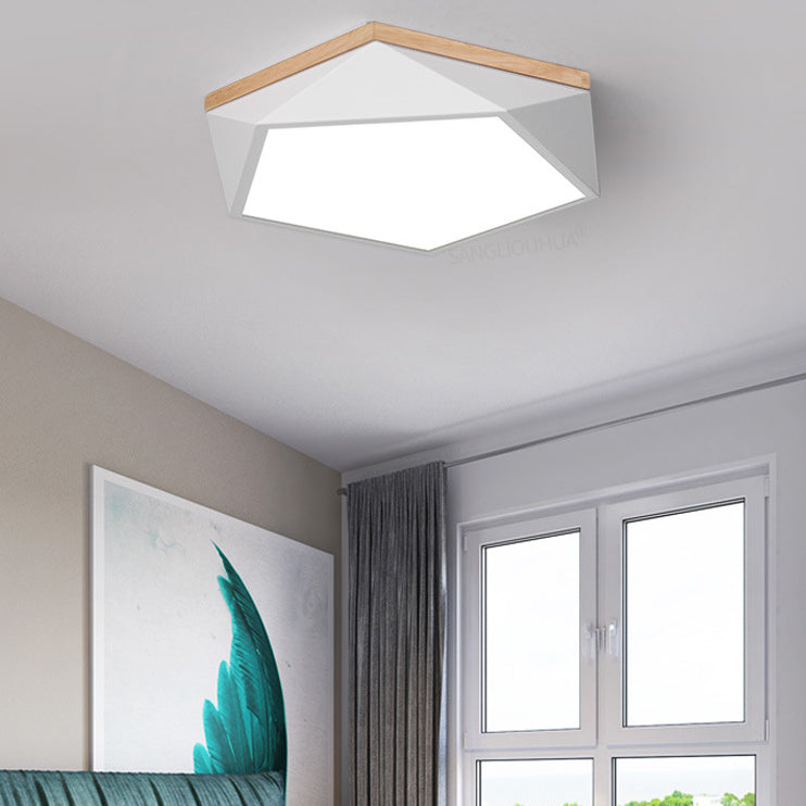 1 Light Hexagonal Ceiling Lamp Modern Macaron Style Metal Ceiling Lighting for Living Room
