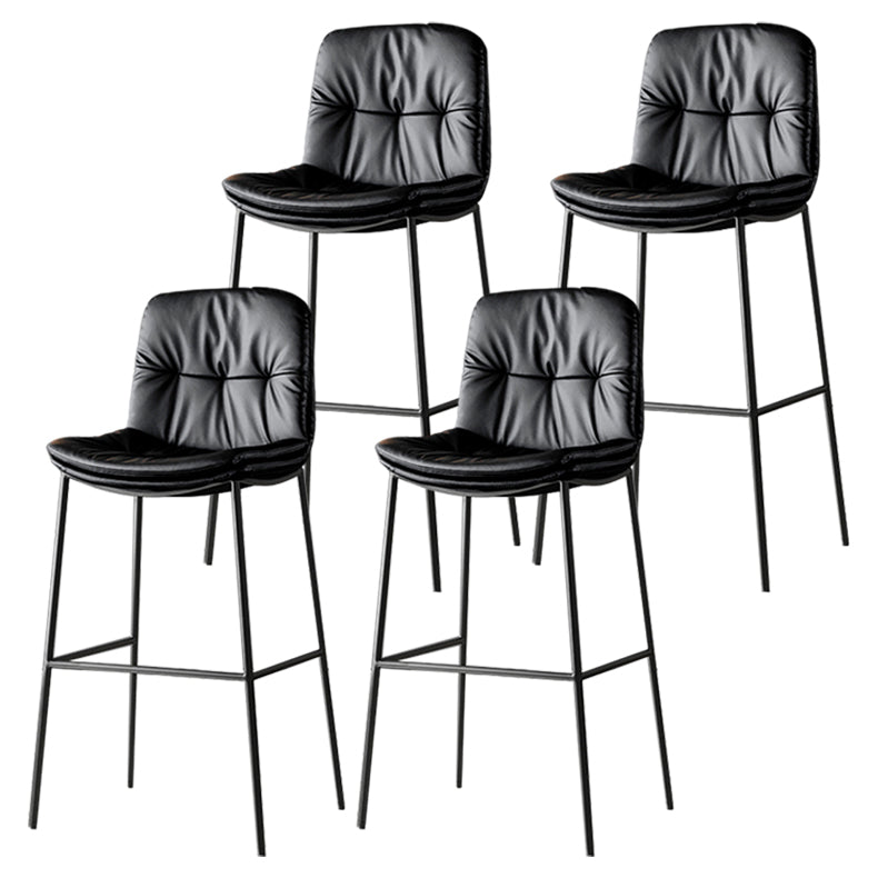 Contemporary Metal Leather Bar Stools Indoor Barstool with Cushion and Low Back