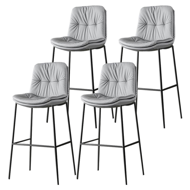 Contemporary Metal Leather Bar Stools Indoor Barstool with Cushion and Low Back