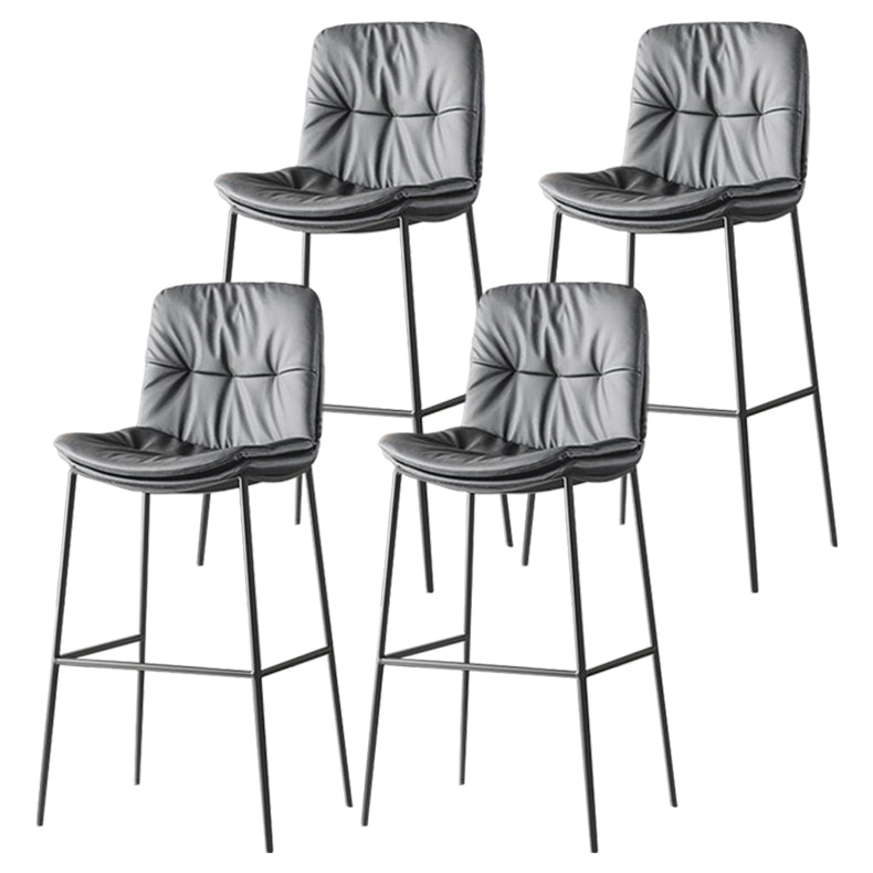 Contemporary Metal Leather Bar Stools Indoor Barstool with Cushion and Low Back