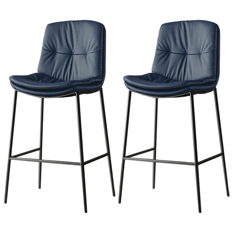 Contemporary Metal Leather Bar Stools Indoor Barstool with Cushion and Low Back