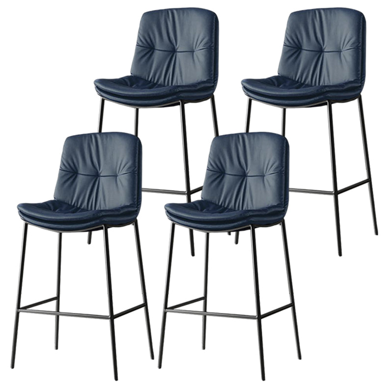 Contemporary Metal Leather Bar Stools Indoor Barstool with Cushion and Low Back