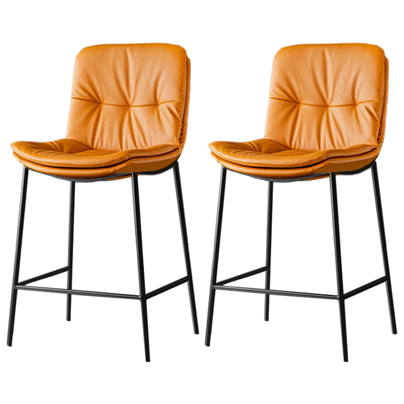 Contemporary Metal Leather Bar Stools Indoor Barstool with Cushion and Low Back