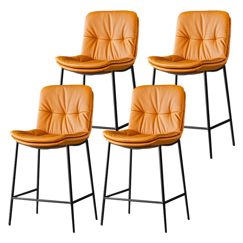 Contemporary Metal Leather Bar Stools Indoor Barstool with Cushion and Low Back