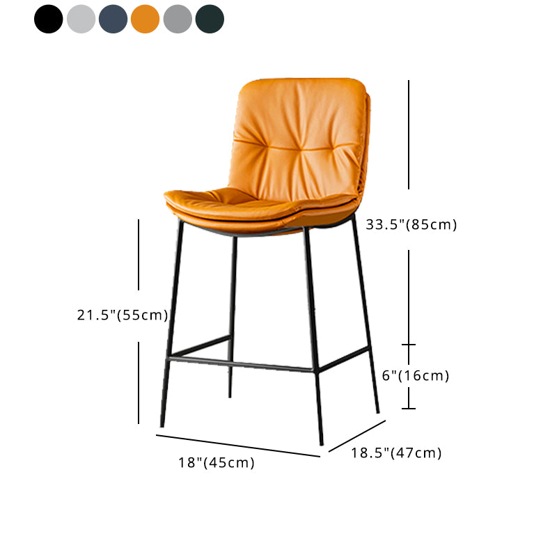 Contemporary Metal Leather Bar Stools Indoor Barstool with Cushion and Low Back