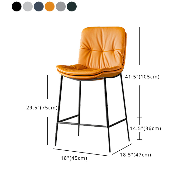 Contemporary Metal Leather Bar Stools Indoor Barstool with Cushion and Low Back