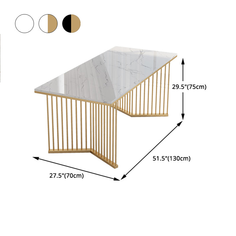 Glam Style 1/2/5/7 Pieces Dining Set Marble Top Dining Table Set with Velvet Chairs