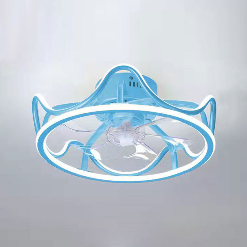 Contemporary Round LED Ceiling Fan Light Creative Flush Mount Light for Living Room