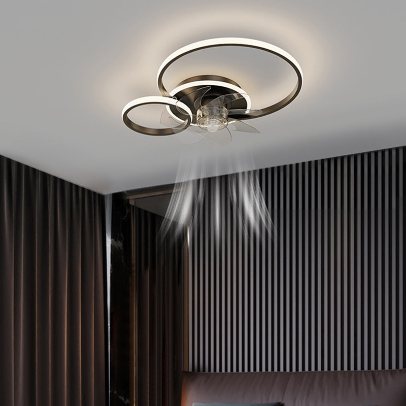 Contemporary LED Ceiling Fan Light Linear Flush Mount Light for Living Room