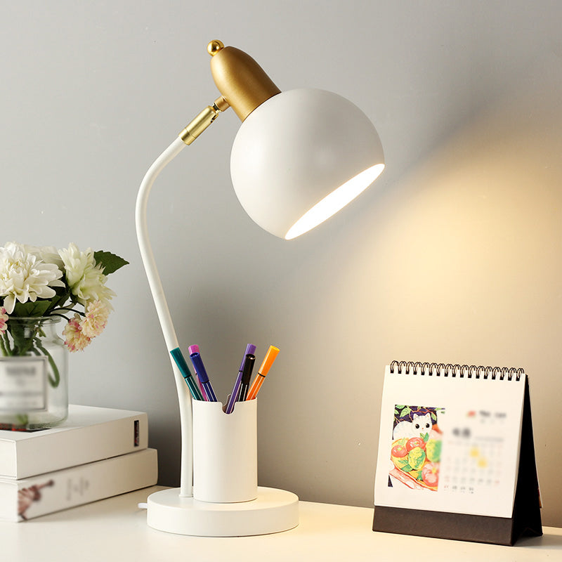 Macaroon Metal Table Light Bell 1-Light Bedroom Nightstand Lamp with Pen Container