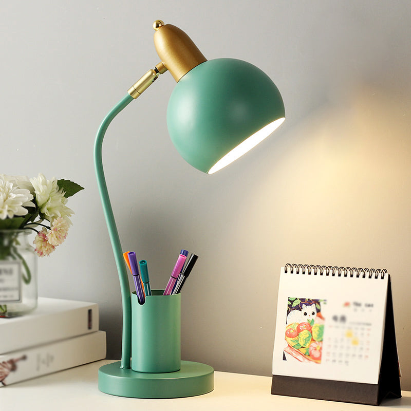 Macaroon Metal Table Light Bell 1-Light Bedroom Nightstand Lamp with Pen Container
