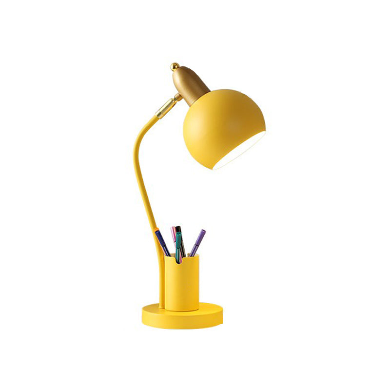 Macaroon Metal Table Light Bell 1-Light Bedroom Nightstand Lamp with Pen Container