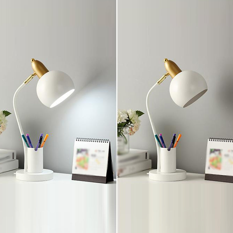 Macaroon Metal Table Light Bell 1-Light Bedroom Nightstand Lamp with Pen Container