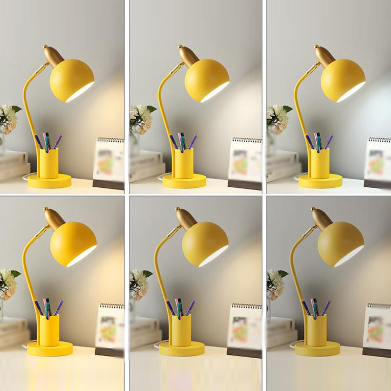 Macaroon Metal Table Light Bell 1-Light Bedroom Nightstand Lamp with Pen Container