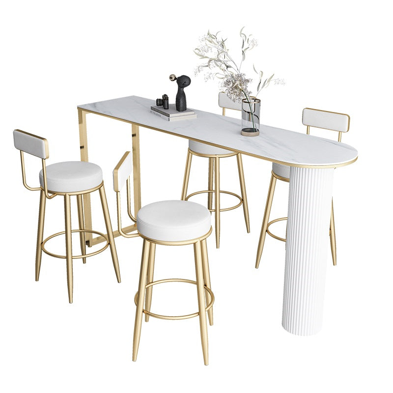 Stone Double Pedestal Counter Wine Table Modern Indoor Bar/Dinette Table