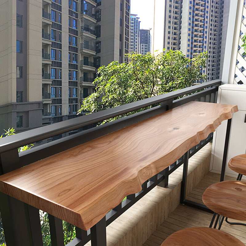 Brown Modern Style Table Solid Wood and Iron Milk Tea Shop Bar Table