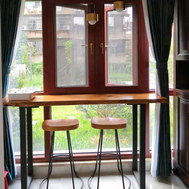 Brown Modern StyleTable Solid Wood and Iron Coffee Shop Bar Table