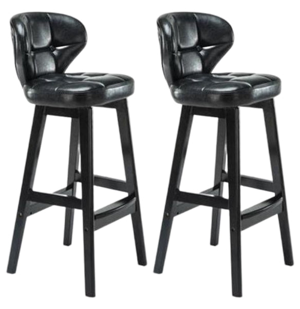 Modern Armless Backrest Counter Stool Wood Study Bar Stool with Leather Cushion and Pedal