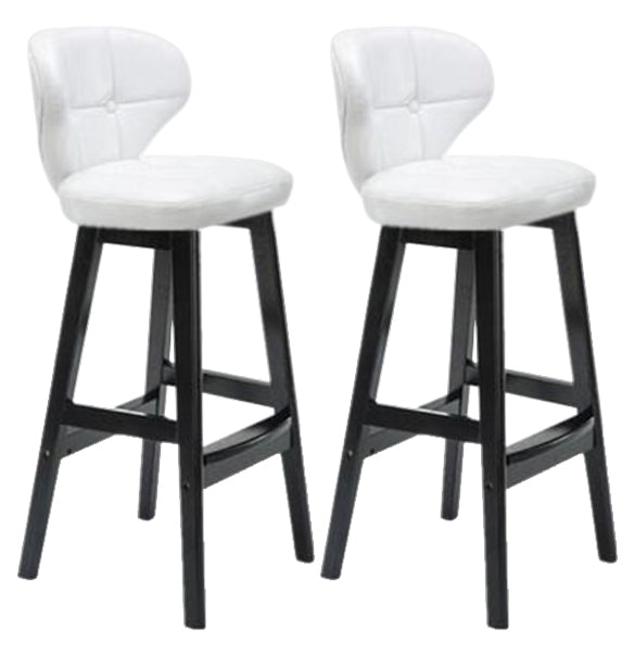 Modern Armless Backrest Counter Stool Wood Study Bar Stool with Leather Cushion and Pedal