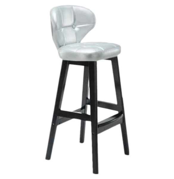 Modern Armless Backrest Counter Stool Wood Study Bar Stool with Leather Cushion and Pedal