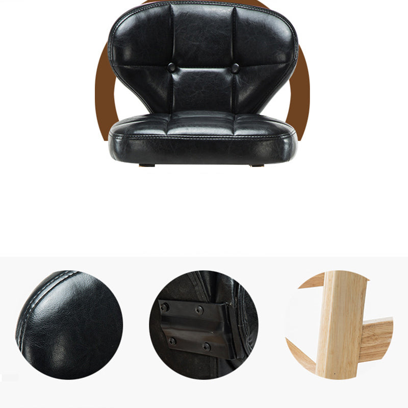 Modern Armless Backrest Counter Stool Wood Study Bar Stool with Leather Cushion and Pedal